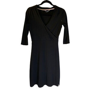 Smartwool Womens Maybell Merino Wool Faux Wrap Dress Size S Black Travel SF146